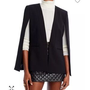 BCBG MAXAZRIA Cape Effect Black Lined Blazer Jacket Size XS